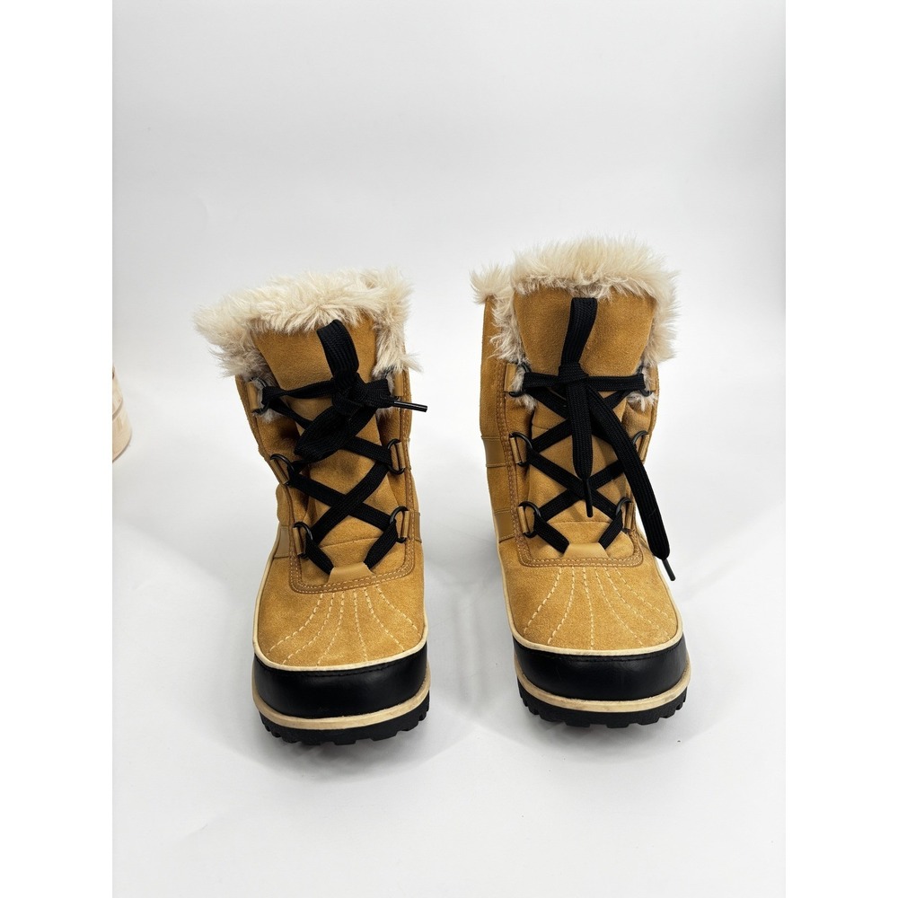 Sorel Tofino Waterproof Winter Snow Boots Curry Black Faux Fur Womens Size 7 - Picture 7 of 7
